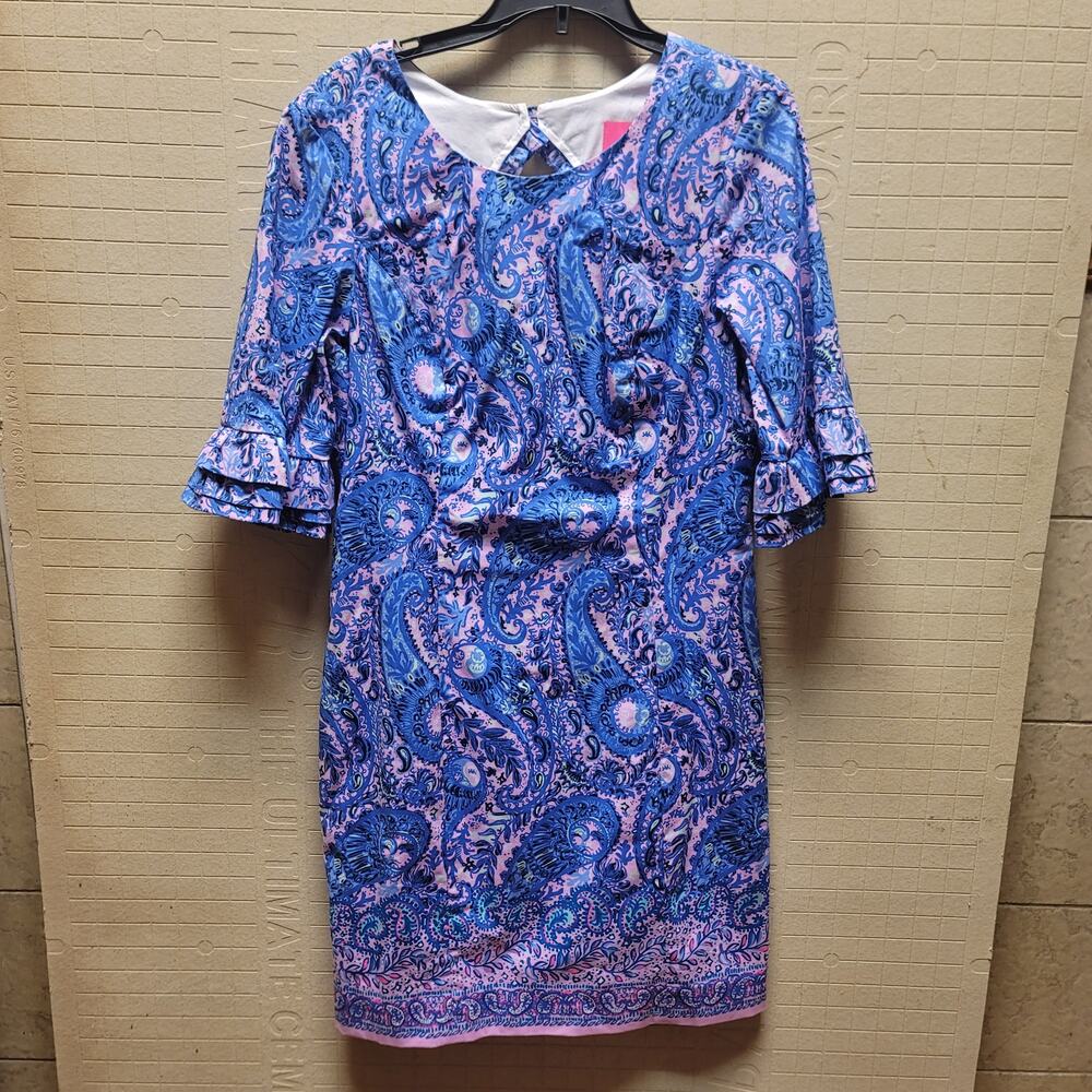 Lilly Pulitzer NEW Fiesta Dress Size 2 Purple Iris Lined Ruffle Detail $198